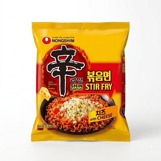 Nongshim Shin Ramyun Stir Fry with Cheese combines chewy noodles