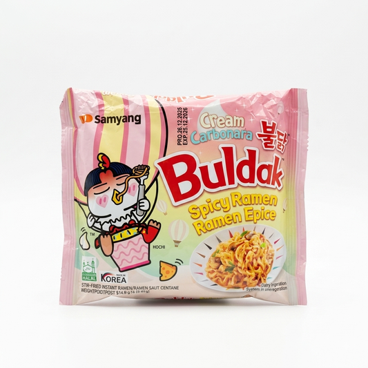 Samyang Buldak Cream Carbonara Ramen.